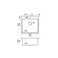 Omoikiri Akisame 51-LG Кухонная мойка нерж. сталь 51x51 см, цвет: светлое золото 4973439