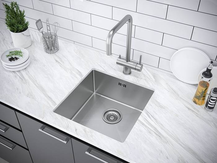 Paulmark Gerberg Кухонная мойка нержавеющая сталь 44x44 см, цвет: брашированная сталь PM214444-BS