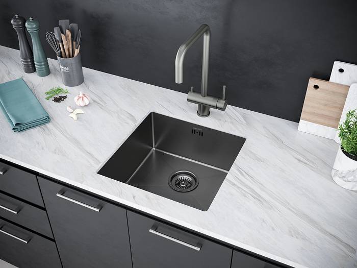 Paulmark Gerberg Кухонная мойка нержавеющая сталь 44x44 см, цвет: вороненая сталь PM214444-GM