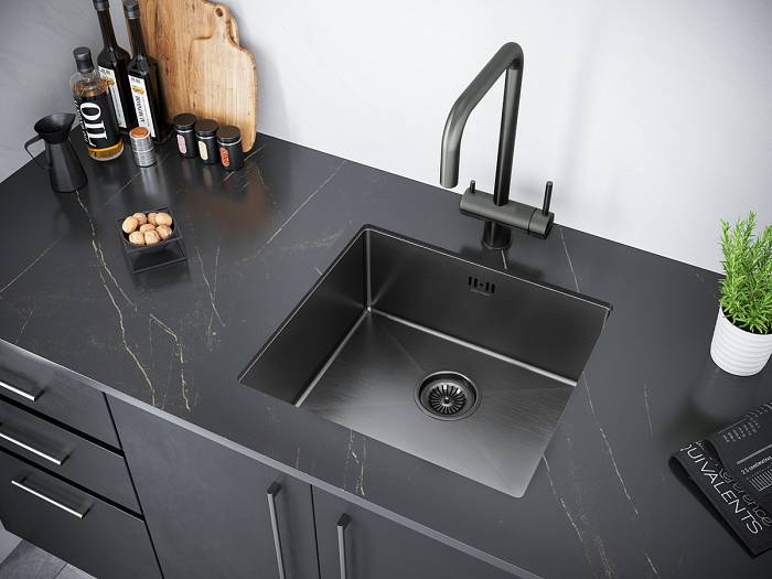 Paulmark Marx Кухонная мойка нержавеющая сталь 48x44 см, цвет: вороненая сталь PM214844-GM