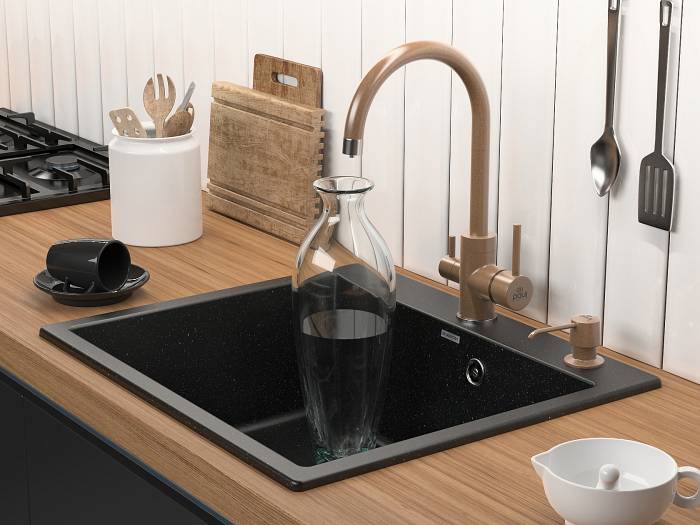 Paulmark Kante Кухонная мойка It-Granit 60x52 см, цвет: черный PM106052-BL