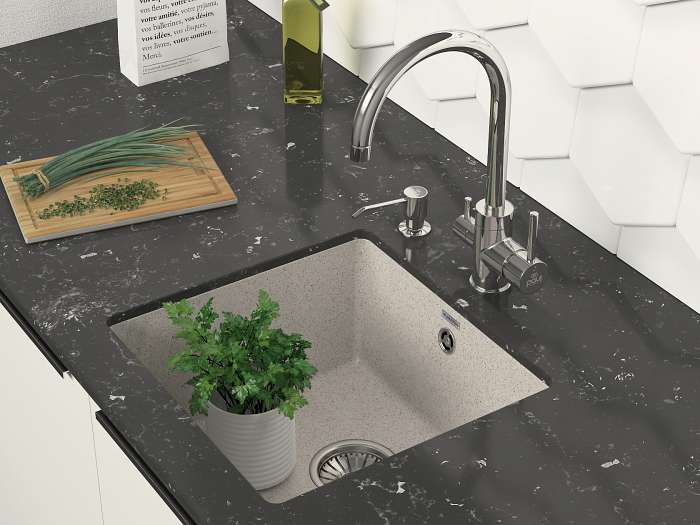 Paulmark Gera Кухонная мойка It-Granit 45x46 см, цвет: бежевый PM104546-BE