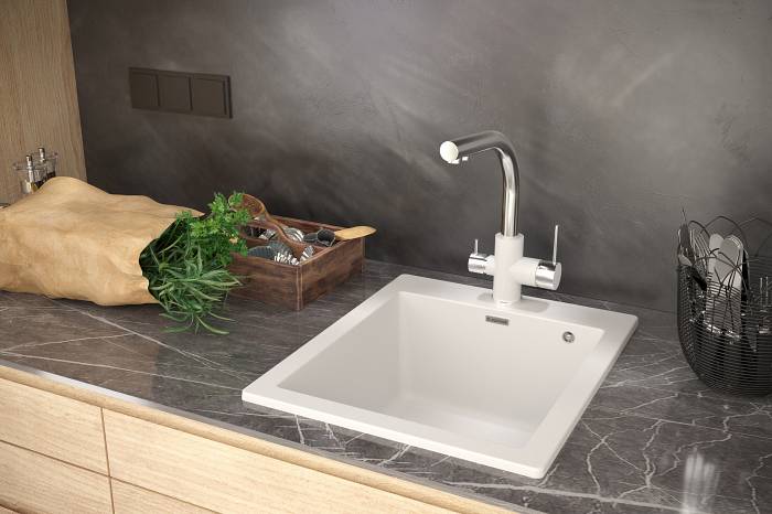 Paulmark Kante Кухонная мойка It-Granit 51x52 см, цвет: белый PM105152-WH