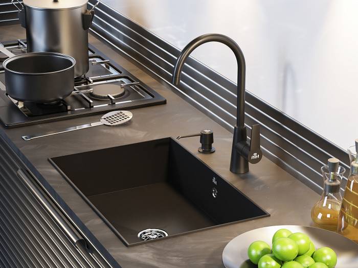 Paulmark Sauber Дозатор для жидкого мыла встраиваемый латунь, цвет: антрацит D001-401