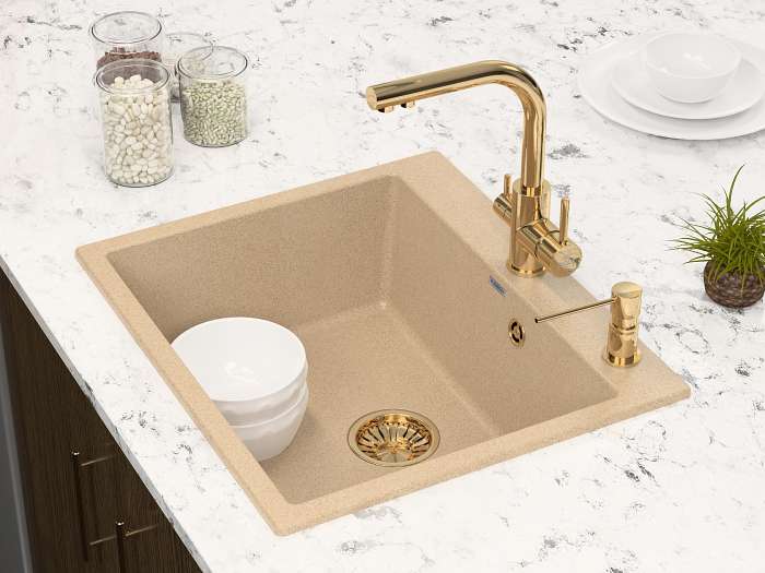 Paulmark Kraft Дозатор для жидкого мыла встраиваемый латунь, цвет: золото D003-G