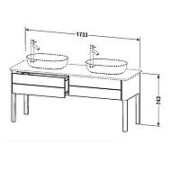 Duravit Luv База напольная для двух раковин, цвет скандинавско белый LU9562B3939