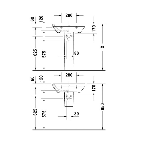 Duravit DuraStyle Полупьедестал для раковины, цвет белый 0858300000