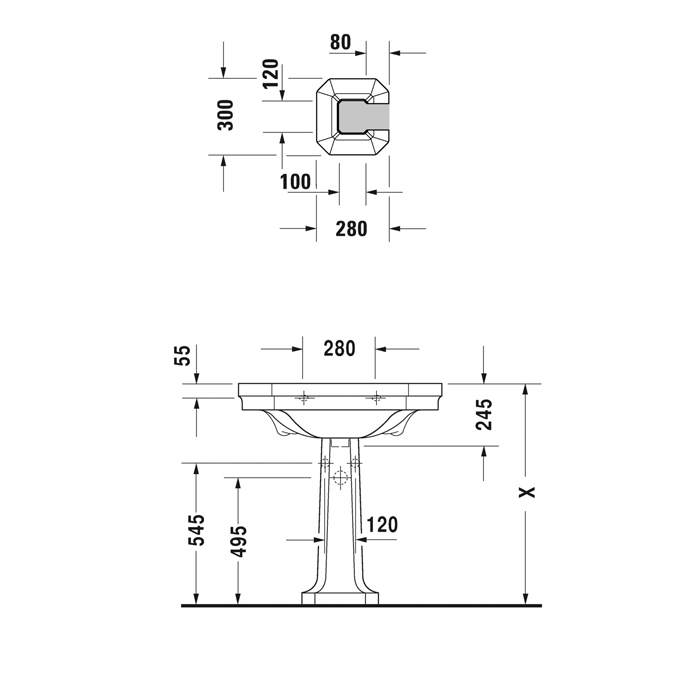 Duravit 1930 Пьедестал для раковины, цвет белый 0857900000
