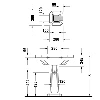 Duravit 1930 Пьедестал для раковины, цвет белый c Wonder Gliss 8579000001