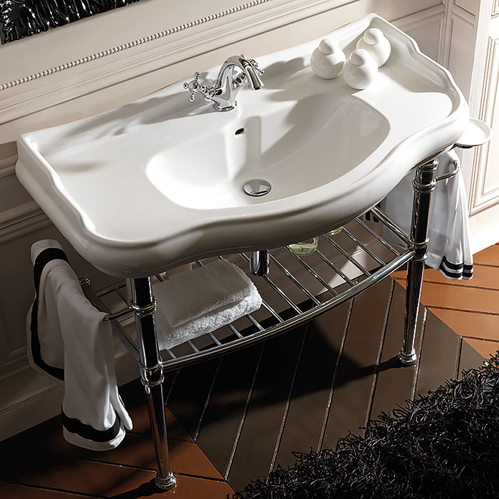 Kerasan Retro Консоль 100x54 см, под раковину на 100 см, с полкой, цвет: Cromo 730090