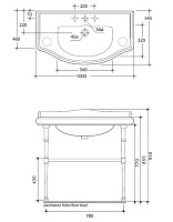 Kerasan Retro Консоль 100x54 см, под раковину на 100 см, с полкой, цвет: Cromo 730090