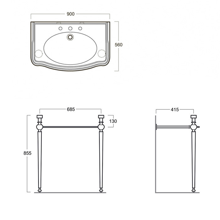 Simas Arcade Консоль под раковину AR874 напольная 81х41,5х85,5h см, округлая, цвет: золото глянцевое ARCG2oro