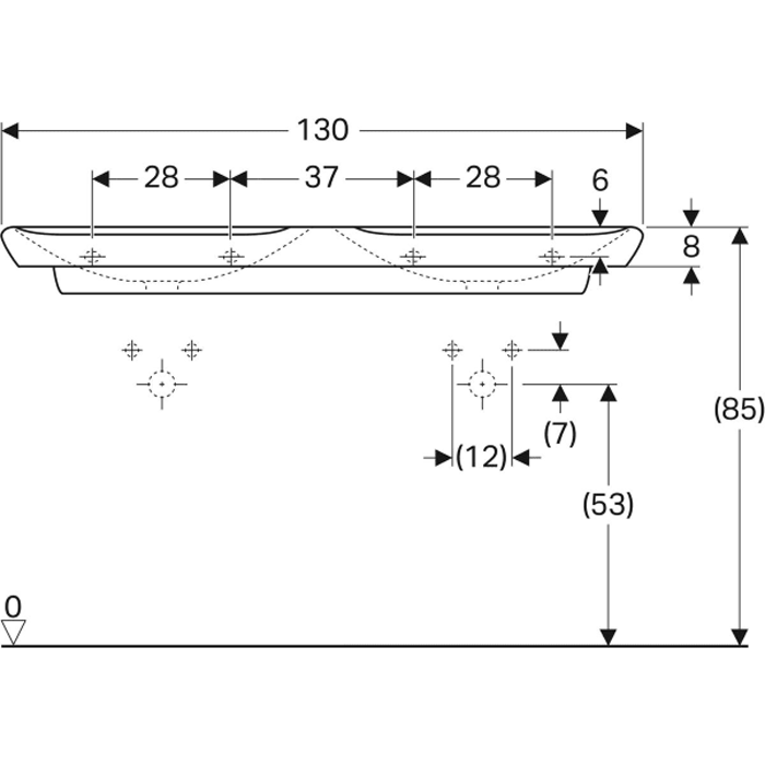 Geberit MyDay Двойная раковина 130х48 см, цвет: белый 135430600