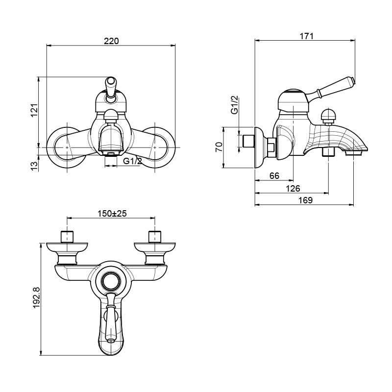 Fima Carlo Frattini Bell Смеситель на ванну, цвет: хром F3364/1CR