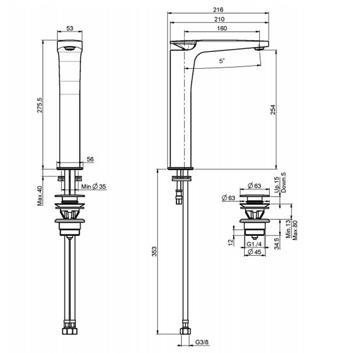 Fima Carlo Frattini Eclipse Смеситель на раковину, высокий, цвет: хром F3911CR
