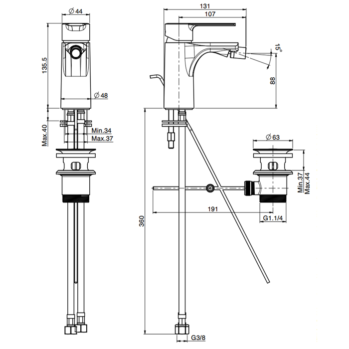 Fima Carlo Frattini Mast Смеситель на биде, цвет: хром F3132CR