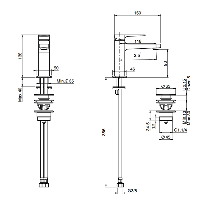 Fima Carlo Frattini Next Смеситель для раковины, цвет: черный матовый F3941NNS