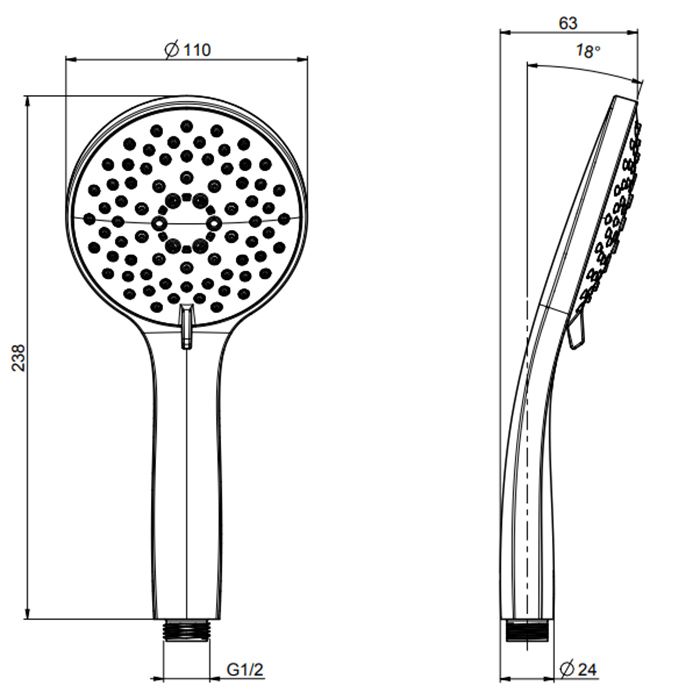 Fima Carlo Frattini Wellness Ручной душ, 5 режимов, цвет: хром F2446CR