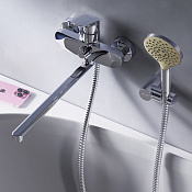 Am.Pm Like Смеситель для ванны с душевым комплектом, излив 35 см, цвет: хром глянцевый F8095000