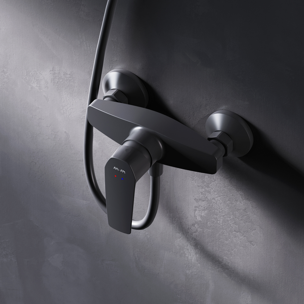 Am.Pm Gem Смеситель для душа настенный, без душевого комплекта, цвет: черный матовый F90A20022