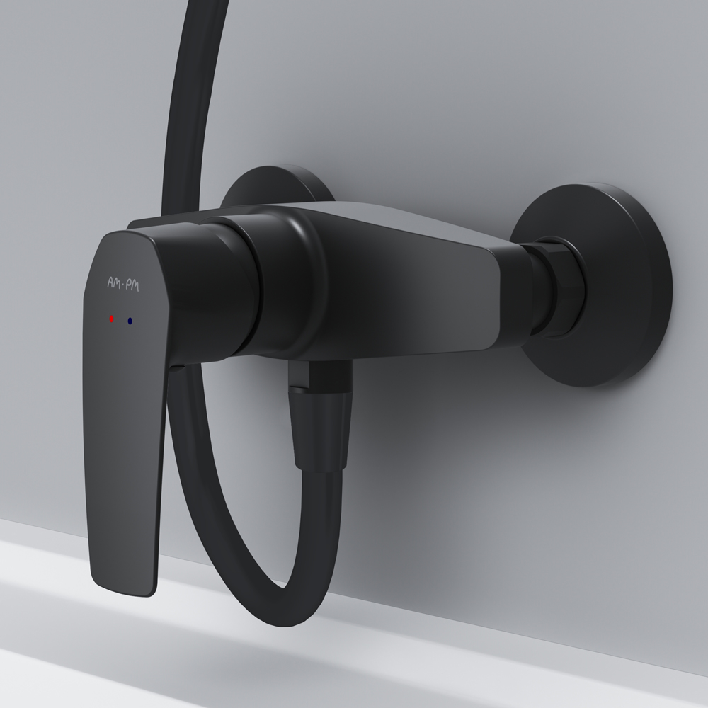 Am.Pm Gem Смеситель для душа настенный, без душевого комплекта, цвет: черный матовый F90A20022