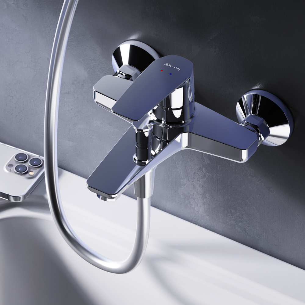 Am.Pm Gem Смеситель для ванны без душевого комплекта, излив 17,9 см, цвет: хром глянцевый F90A10000
