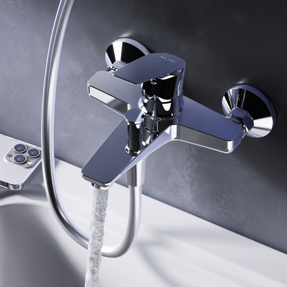 Am.Pm Gem Смеситель для ванны без душевого комплекта, излив 17,9 см, цвет: хром глянцевый F90A10000