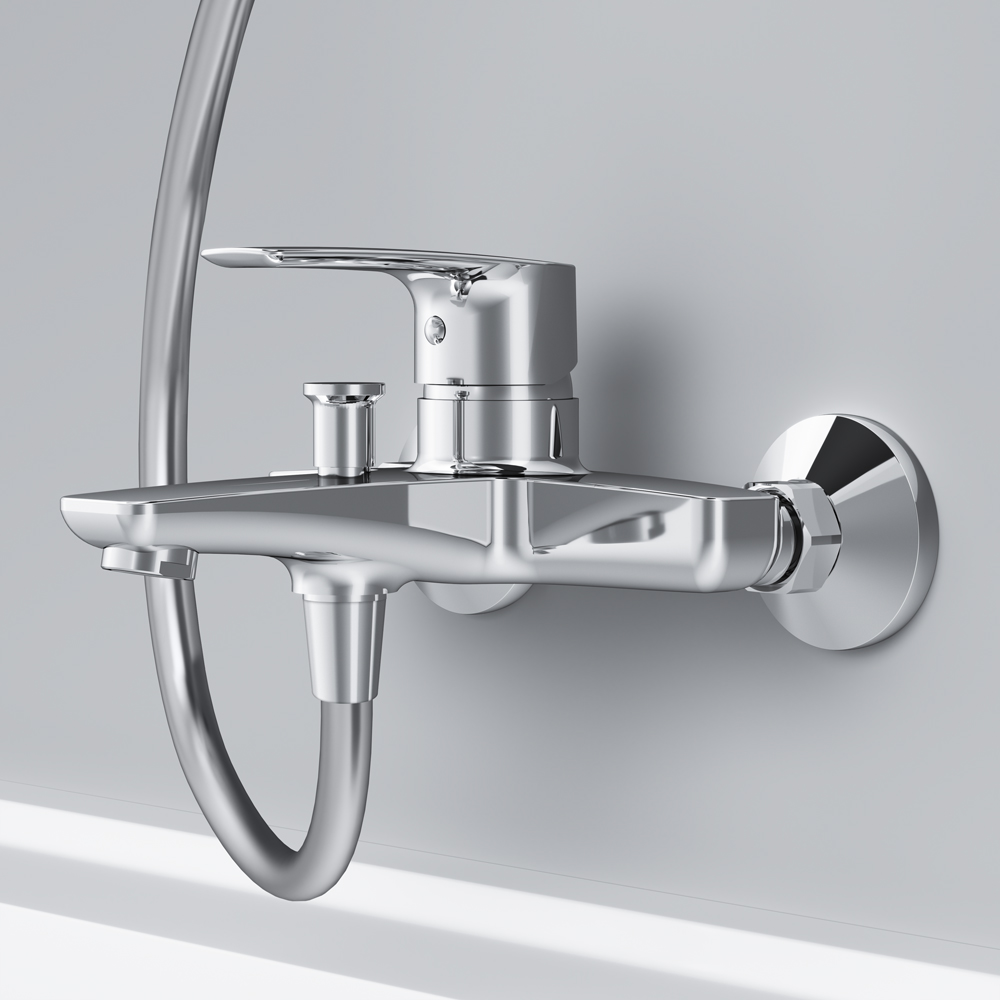 Am.Pm Gem Смеситель для ванны без душевого комплекта, излив 17,9 см, цвет: хром глянцевый F90A10000