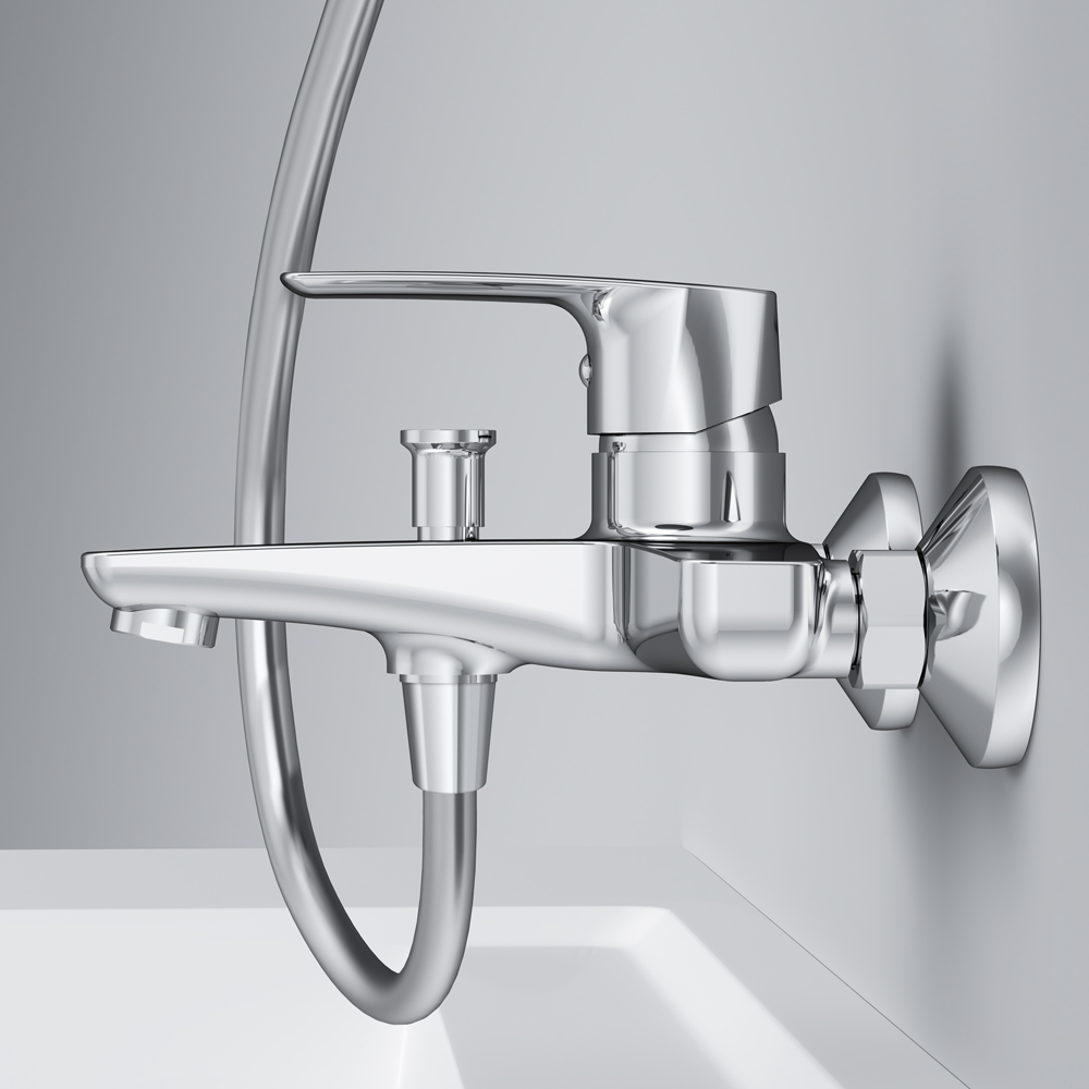 Am.Pm Gem Смеситель для ванны без душевого комплекта, излив 17,9 см, цвет: хром глянцевый F90A10000