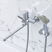 Am.Pm Gem Смеситель для ванны с душевым комплектом, излив 32,2 см, цвет: хром глянцевый F90A95000