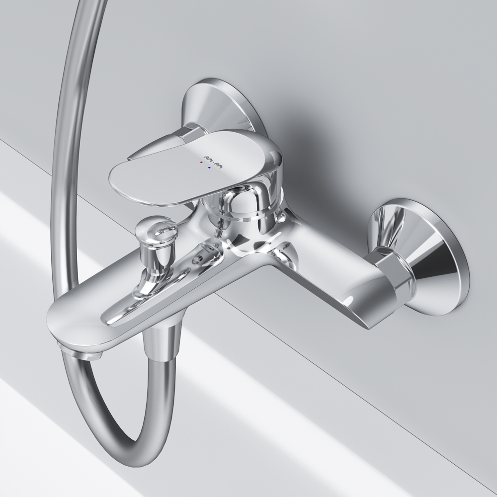 Am.Pm Sunny Смеситель для ванны без душевого комплекта, излив 17,9 см, цвет: хром глянцевый F85C10000