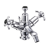 Burlington Anglesey Смеситель для биде на 1 отверстие, донный клапан, цвет: хром/черный глянец AN13-QT BLA