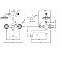 Burlington Arcade Смеситель для ванны с ручным душем и держателем, без ручек, цвет: хром глянцевый ARC 2019 CHR
