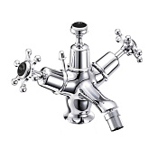 Burlington Birkenhead Смеситель для биде на 1 отверстие, с донным клапаном, цвет: хром/черный глянец BI13-QT BLA