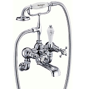 Burlington Claremont Смеситель для ванны с ручным душем и держателем, цвет: хром/белый глянец CL17A-QT