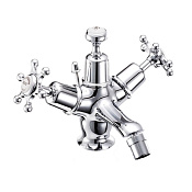 Burlington Classic Смеситель для биде на 1 отверстие, донный клапан, цвет: хром/белый глянец BI13-QT