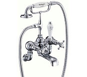 Burlington Classic Смеситель для ванны с ручным душем и держателем, цвет: хром/белый глянец CL17-QT