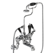 Burlington Kensington Смеситель для ванны с ручным душем и держателем, цвет: хром/черный глянец KER21-QT BLA