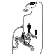 Burlington Kensington Смеситель для ванны с ручным душем и держателем, цвет: хром/черный глянец KE17-QT BLA