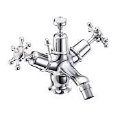 Burlington Regent Смеситель для биде на 1 отверстие, с донным клапаном, цвет: хром/белый глянец BIR13-QT