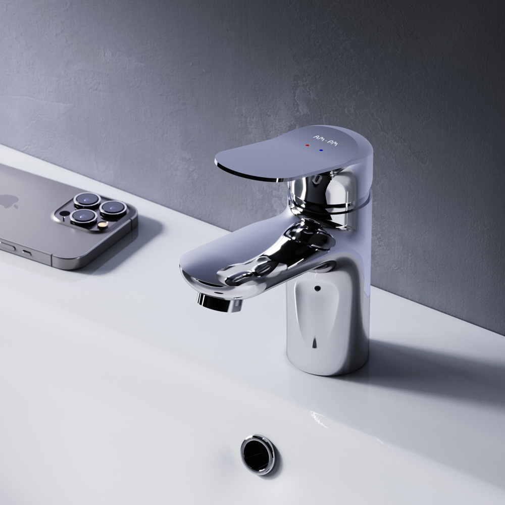 Am.Pm Sunny Смеситель для раковины на 1 отверстие, без д/к, длина излива 9,5 см, цвет: хром глянец F85C02100