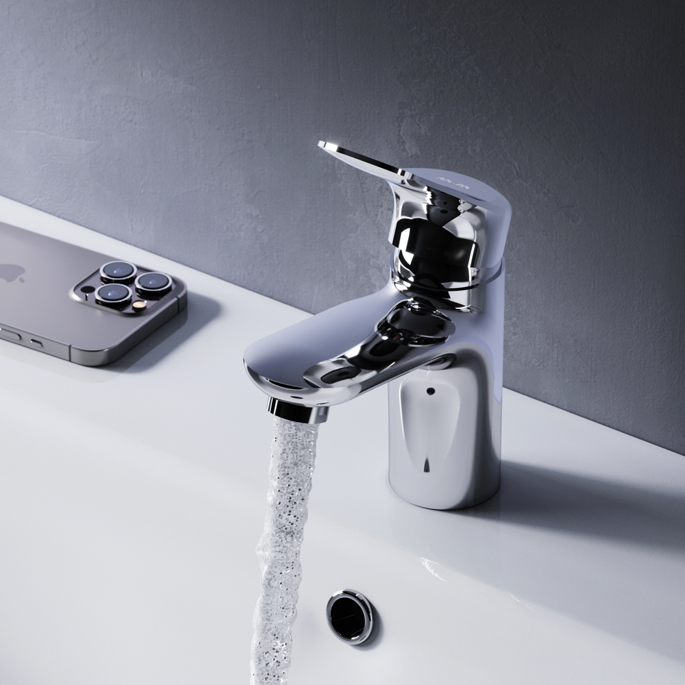 Am.Pm Sunny Смеситель для раковины на 1 отверстие, без д/к, длина излива 9,5 см, цвет: хром глянец F85C02100