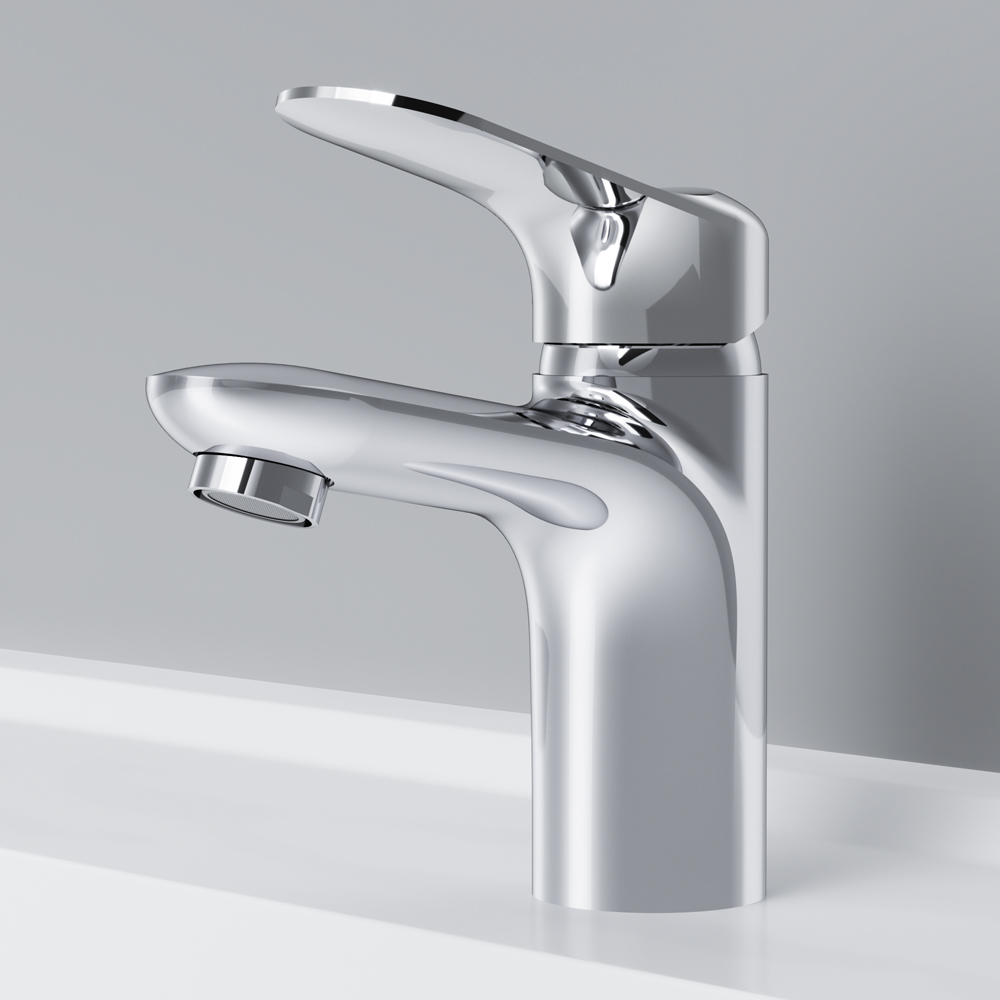 Am.Pm Sunny Смеситель для раковины на 1 отверстие, без д/к, длина излива 9,5 см, цвет: хром глянец F85C02100