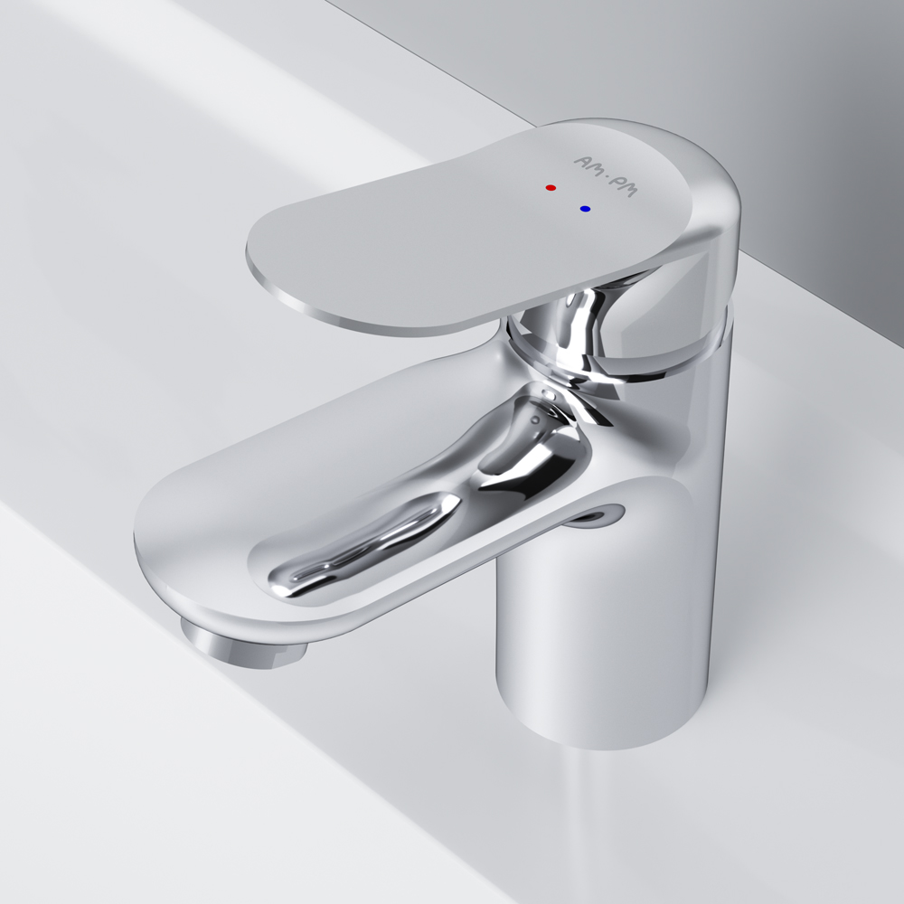 Am.Pm Sunny Смеситель для раковины на 1 отверстие, без д/к, длина излива 9,5 см, цвет: хром глянец F85C02100