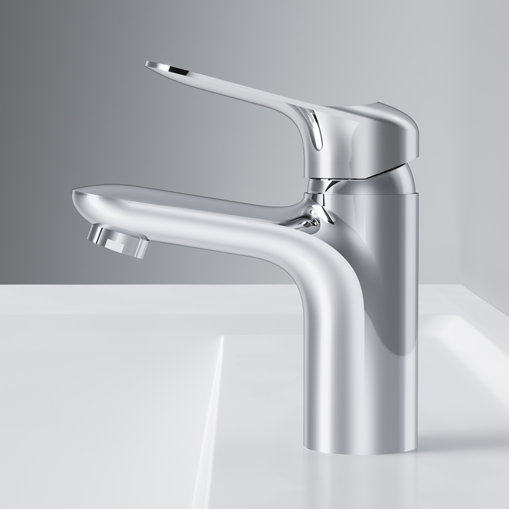 Am.Pm Sunny Смеситель для раковины на 1 отверстие, без д/к, длина излива 9,5 см, цвет: хром глянец F85C02100