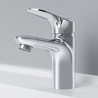 Am.Pm Sunny Смеситель для раковины на 1 отверстие, без д/к, длина излива 9,5 см, цвет: хром глянец F85C02100