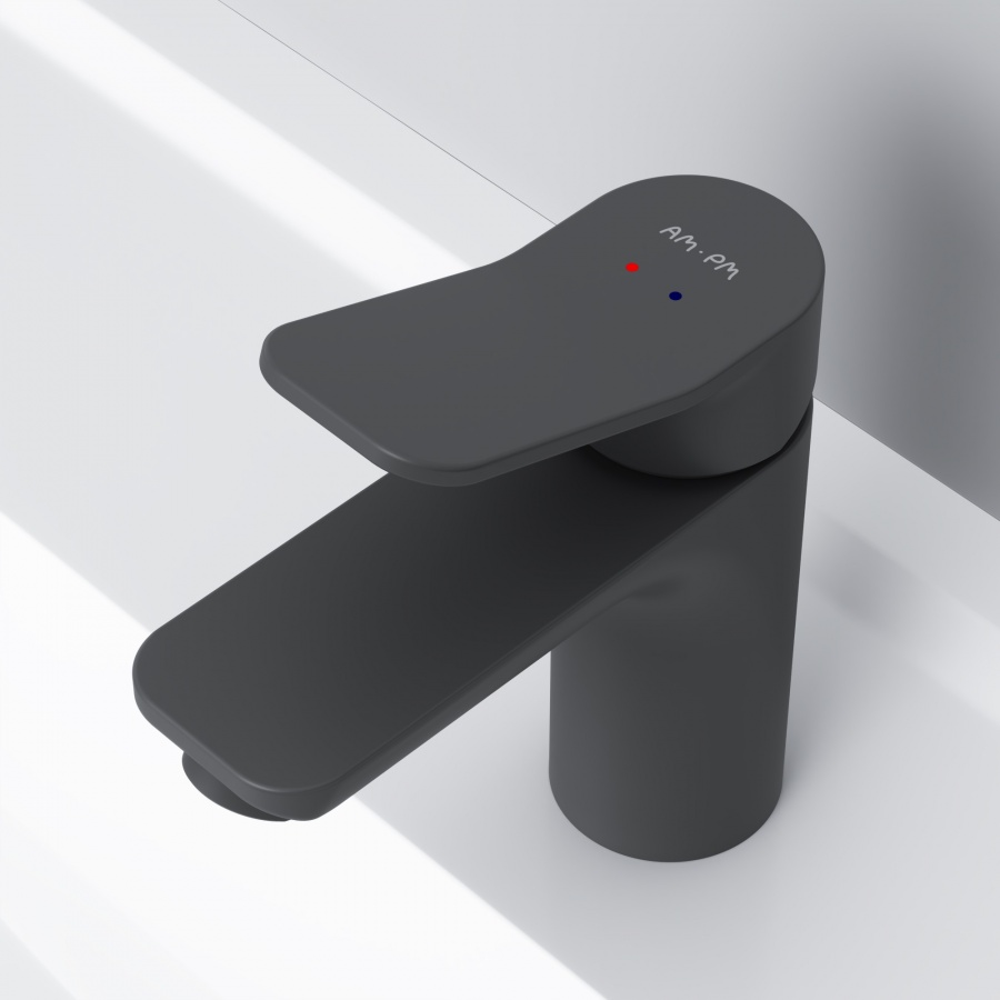 Am.Pm X-Joy Смеситель для раковины на 1 отверстие, без д/к, длина излива 10 см, цвет: черный матовый F85A02122