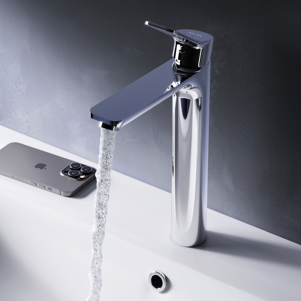 Am.Pm X-Joy Смеситель для раковины высокий на 1 отверстие, без д/к, излив 15,5 см, цвет: хром глянец F85A92000