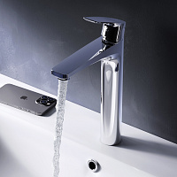 Am.Pm Gem Смеситель для раковины высокий на 1 отверстие, без д/к, излив 15,5 см, цвет: хром глянец F90A92000