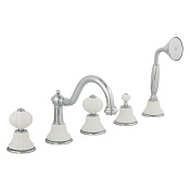 Migliore Olivia Смеситель на борт ванны, на 5 отверстий, излив змейка, цвет: белый/хром 19005